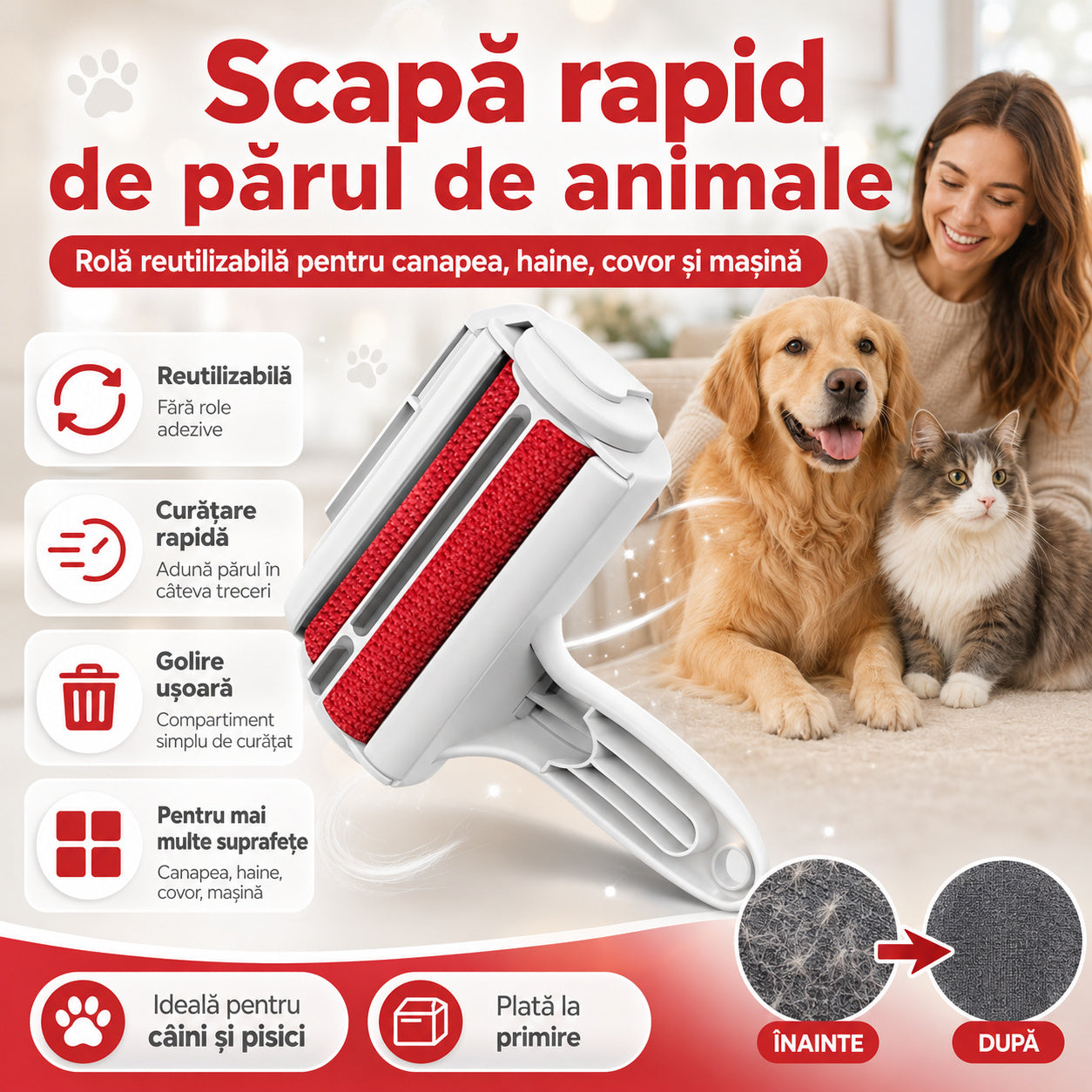 Rolă Pentru Păr De Animale AdioPăr™